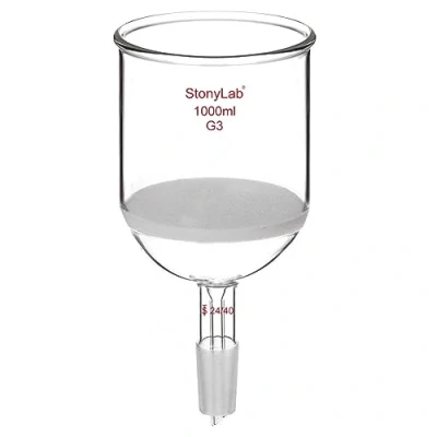 Image de stonylab Buchner Filtering Funnel, Entonnoir de Filtration en Verre Borosilicaté avec Disque Filtrant Fin (G3) et Joint Standard Inférieur 24/40, 1000 ml