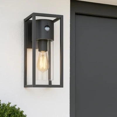 Image de CGC Lighting Applique murale d&#039;extérieur Éclairage E27 gris foncé, lanterne LED