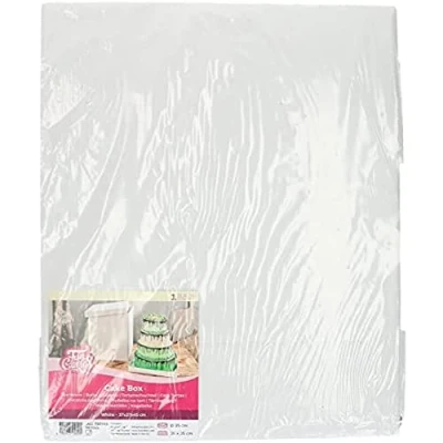 Image de FunCakes Cake Box Blanc : Boîte à gâteaux carrée, Couvercle séparé, Convient aux décorés, 37x37x45 cm, 1 pièce