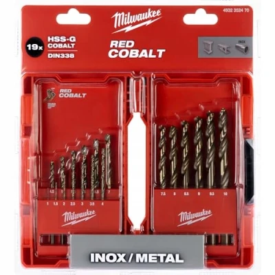 Image de MILWAUKEE Red Cobalt Commode 19 forets pour perceuses rectifiées en HSS au percer le fer et l&#039;acier