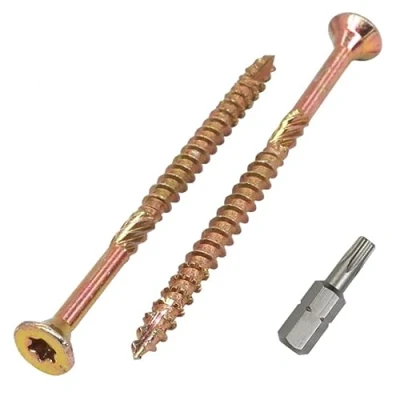 Image de SKIR&#039;CO Lot de 50 Vis à bois universelles en acier zingué Tête fraisée Torx Type 17 panneaux d&#039;aggloméré 4,0 x 60 mm Jaune