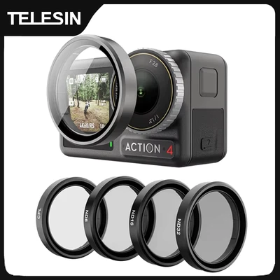 Image de TELESIN CPL ND8 ND16 ND32 jeu d&#039;objectif cadre en alliage d&#039;aluminium pour DJI OSMO Action 3 4 5pro