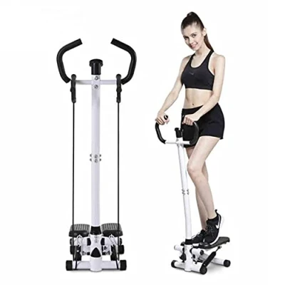 Image de Mini Stepper Machine,Stepper avec poignée réglable, antidérapante et élastique, Home &amp; Gym écran LCD, Acier Structure ABS Noir Argent