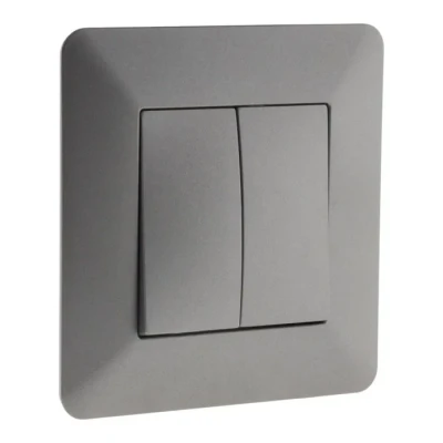 Image de Artezo Interrupteur double va et vient Titanium 1 Pièce