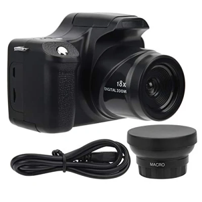 Image de Appareil Photo numérique, écran LCD 3,0 Pouces 18x Zoom HD Reflex caméra 24 MP Batterie Grande capacité vidéo 1500 mAh, pour Enregistrement Photo/vidéo(Standard + Objectif Grand Angle)