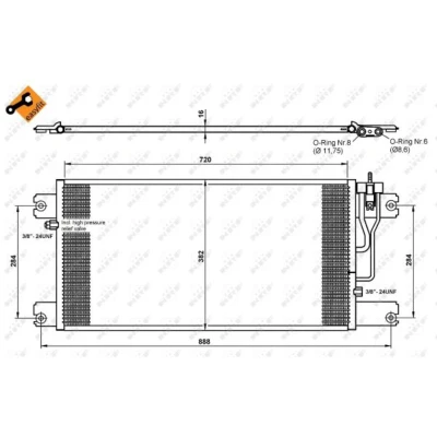 Image de NRF EASY FIT 35762 Condenseur De Clim avec bague d&#039;étanchéité 11,7 8,6 Aluminium 712 SCANIA: P,G,R,T series