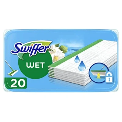 Image de Swiffer Lingettes Humides Pour Sol, 20 Nettoyantes, Attrape Poussière, Nettoie En Profondeur Et Retient La Saleté, Élimine Jusqu&#039;a 99.9% Des Bactéries