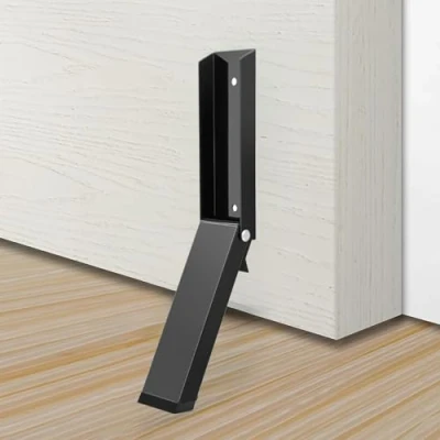 Image de Butee de Porte,Butee Porte Interieur,Arrêt Actionné Par le Pied Avec Tête en Caoutchouc Antidérapante,Robuste Butée Porte,Pour Les Portes Garage,Les Bureaux,Les Maisons(Noir)