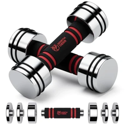 Image de Haltères Réglables 2,5kg Lot de 2 (1,5 kg/2 kg/2,5 kg) Haltère Musculation en Acier avec Poignée Recouverte Mousse Compact pour Maison Gym (2 x 2.5