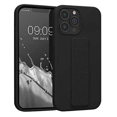 Image de kwmobile Coque Compatible avec Apple iPhone 13 Pro Max Housse Support Doigt en TPU Silicone Protection Fonction Noir