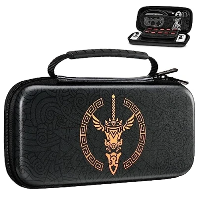 Image de MoKo Étui de Transport Compatible avec Nintendo Switch OLED/Nintendo Switch, Coque Protection Portable en EVA 10 Fentes Cartes Jeu, Sac pour Zelda Tears of The Kingdom, Noir