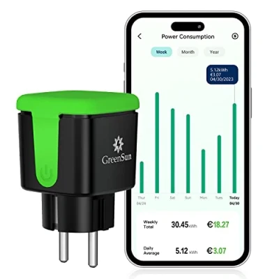 Image de Prise Extérieure Étanche, Connectée, Connectée Alexa, GreenSun Programmable, Minuteur, Compteur d&#039;Énergie, Contrôle APP Vesync, Étanche IP44 pour l&#039;extérieur