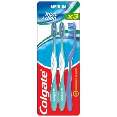 Image de Colgate Brosse à dents Triple Action Médium Lot de 3 brosses