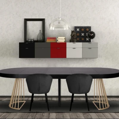 Image de Menzzo Soare Table, Noir, L110 x P110 160 210 260 H76cm