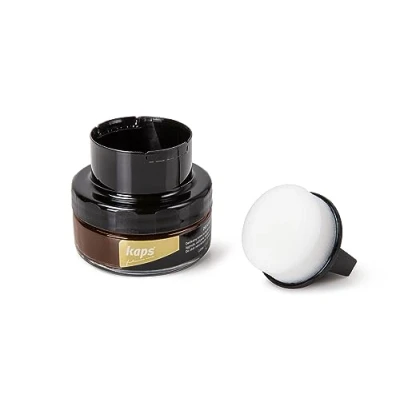 Image de Kaps Crème Délicate de Cirage avec Applicateur en Éponge pour Cuir naturel et Matières synthétiques ou Maroquinerie 50ml, Noix 179