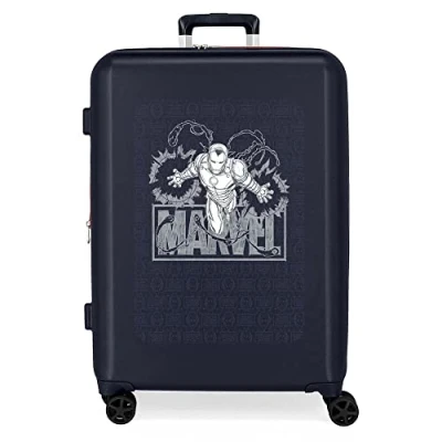 Image de Marvel Heroes Iron Man Valise Moyenne Bleu 48x70x26 cms ABS Rigide Fermeture TSA intégrée 81L 3.98 kgs 4 Doubles roues