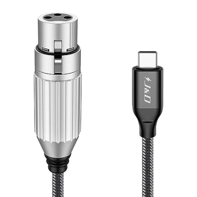 Image de J&amp;D Câble Audio Microphone USB C vers XLR, Femelle Tressé XLR pour l’enregistrement Audio, Compatible iPhone 15/15 Plus / 15 Pro Max, MacBook, PC, 3 m