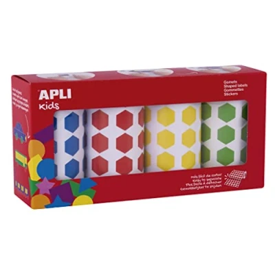 Image de APLI Kids 19192 Gommettes Hexagones géométriques Jaune, bleu, rouge, vert.