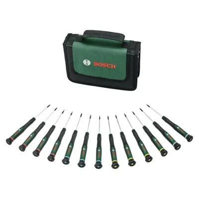 Image de Bosch Set de tournevis 13 pcs (en acier S2 extra dur pour bricolage/modélisme/artisanat ; embouts précis et magnétiques PH/TX/HEX/SL codage couleur des tailles Softgrip)