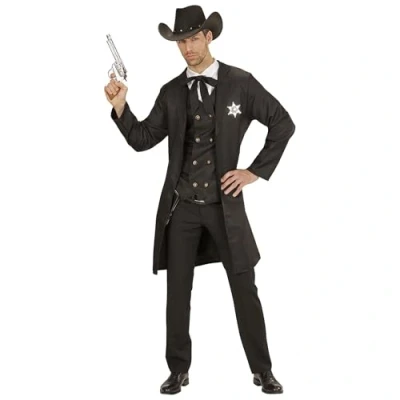 Image de Widmann Costume shérif, manteau, gilet, couronne, string, carnaval, soirée à thème.