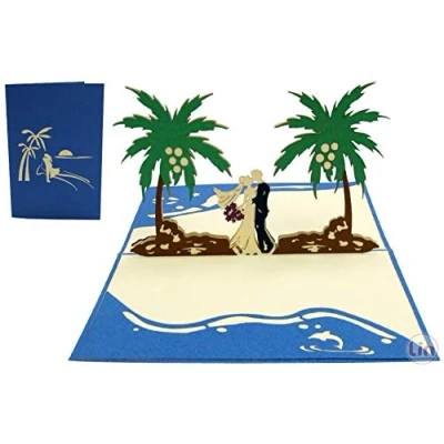 Image de LINPopUp®, Carte Pop Up Mariage, Cartes 3D de voeux,Invitations Mariage 3D, Félicitations, Caraïbes Mers du Sud, LIN17580, N340
