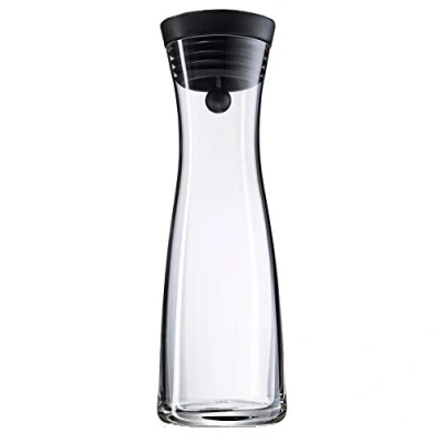 Image de WMF Basic carafe à eau, 1,0 l, hauteur 29 cm, en verre, couvercle silicone, fermeture CloseUp, Noir