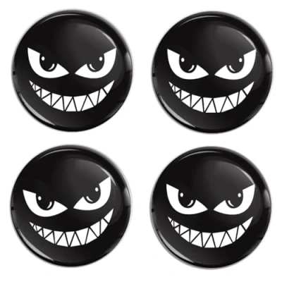 Image de Biomar Labs 4 x 60mm Autocollant 3D Noir Silicone pour Cache Moyeu Enjoliveurs Centre de Roue Caches Emblème A 3660