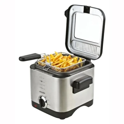 Image de Mesko MS4910 Friteuse Électrique à Huile, Capacité de 1,5 L, Température Réglable, Cuve Amovible Antiadhésif, Couvercle avec Filtre Anti odeur et Fenêtre Contrôle, Nettoyage Facile, 900W, Inox