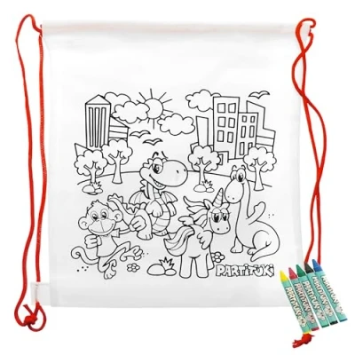 Image de Partituki 10 Sacs à Colorier pour Enfants et Ensembles de 5 Cires Crayons Colorées Avec Certificat CE Non toxicité. Détails les Fêtes d&#039;Anniversaire des
