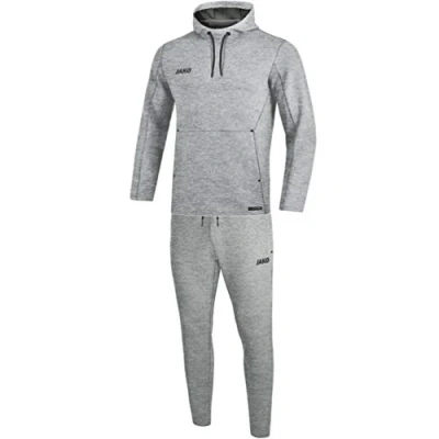 Image de JAKO Ensemble De Jogging Premium Basics avec Sweat à Capuche Survêtement Mixte, Gris Chiné, L