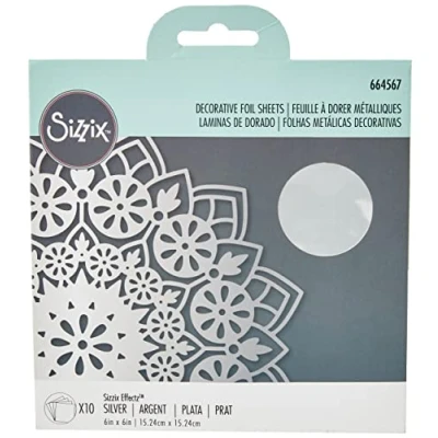 Image de Sizzix 664567 Effectz Feuilles de Transfert métallisées 10, d&#039;aluminium Argent, Taille unique
