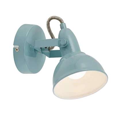 Image de Briloner Leuchten Lampe murale, Spot mural avec double bras rotatif et pivotant au design rétro/vintage, culot : E14 40 W max., métal, dimensions : 15,6 x 10 cm, couleur : Menthe/Blanc