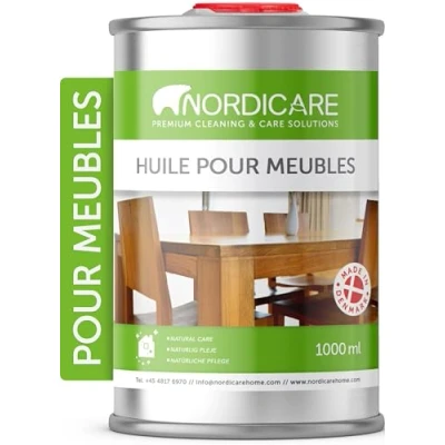 Image de Nordicare huile bois pour meubles [1Litre protection meuble le nettoyage régulier du I basé sur de lin