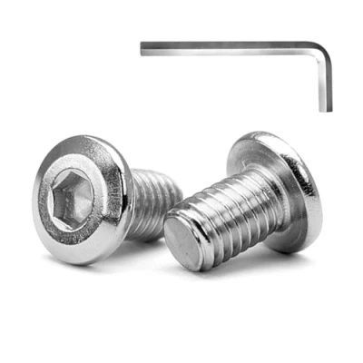 Image de MINHER M6 x 12mm 10Pcs Tête Plate Vis D’assemblage à Six Pans Creux, Acier Inoxydable A2 V2A, Boulons de Meubles, Filetage Complet (Avec Clé Hexagonale)