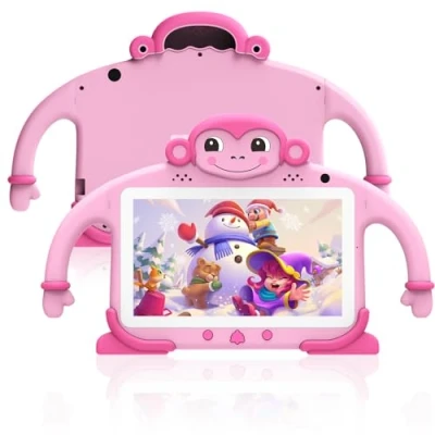 Image de Tablette Enfants 7 Pouces PC pour avec WiFi, écran IPS HD, App Pré Installé Jeux éducatifs Enfant 64 Go Extension 2Go RAM 32Go ROM Éducative Kid Proof Étui (Rose)