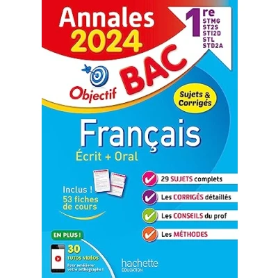 Image de Annales Objectif BAC 2024 Français 1res STMG STI2D ST2S STL STD2A STHR Livre d’occasion Bon