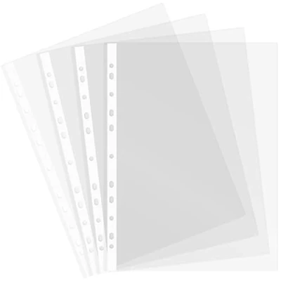 Image de Grafoplás Lot de 10 pochettes en plastique A4 transparentes verre polypropylène qualité supérieure Dos renforcé 11 trous Parfait pour protéger les documents bureau et scolaires