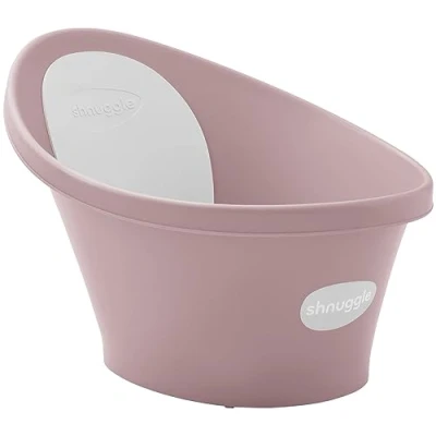 Image de Shnuggle Baignoire pour nouveau né Support intégré et dossier souple Convient dès la naissance de siège bain avec bouchon Rose fleur