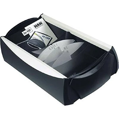 Image de HAN 2000 13, boîte à carte de visite VIP, pro pour 500 cartes visite, finition soignée, étui Go Vip inclus, onglet et séparateur variable, noir gris clair