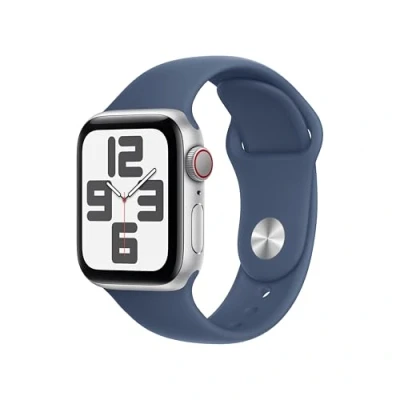 Image de Apple Watch SE 2024 4G 40mm Argent (Bracelet En Nylon Bleu Clair)