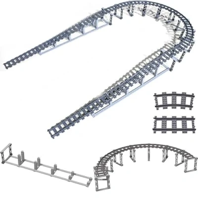 Image de YLtremker Technique Train, Voie ferroviaire, City Train Power Functions Kit Courbure de Voie, Rails, Accessoires Blocs Serrage (Type A)