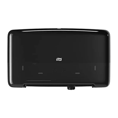 Image de Tork Distributeur murale Double pour Papier Toilette Rouleau mini Jumbo noir T2, grande Capacité, gamme Elevation, 555508