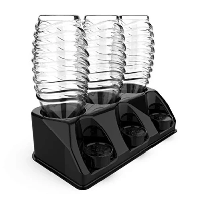 Image de SODACLEAN Lot de 3 porte bouteilles en plastique, brillants, pour Soda Stream Aarke Emil, avec support couvercle, égouttoir Crystal Easy Power