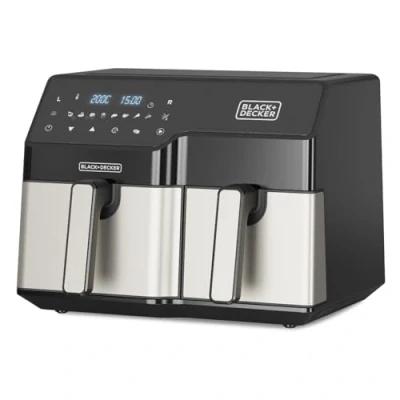 Image de Black+Decker Friteuse à Air Double 2500W Capacité Totale 9L 8 Programmes Prédéfinis Écran Tactile Digital Température Réglable 80 200ºC Technologie Cooking