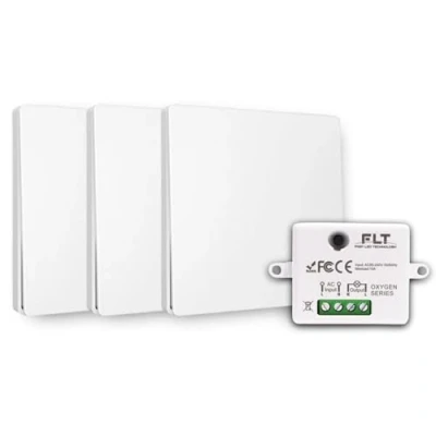 Image de Interrupteur sans fil et pile Auto alimenté Écologique Qualité Pro Va vient RF 3 télécommande + 1 relais radio encastrable Longue Distance Intérieur Extérieur IP64