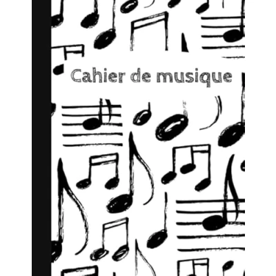 Image de Cahier de musique: Carnet partitions Papier manuscrit 12 portées par page 108 pages Grand format Couverture moderne