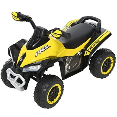 Image de HOMCOM Porteur Enfants Quad 18 36 Mois dim. 67L x 38l 44H cm Effets Lumineux et sonores Jaune Noir