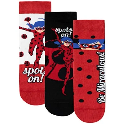 Image de Miraculous Chaussettes Pack de 3 Ladybug Fille Multicolore EU 20 23 (Taille fabricant UK 5)