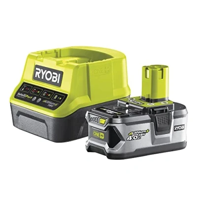Image de Ryobi Pack 1 Chargeur Rapide 120 Minutes + Batterie Lithium+ 18V ONE 4,0 Ah Compatible avec Plus de 200 Outils Bricolage et Jardinage RC18120 140