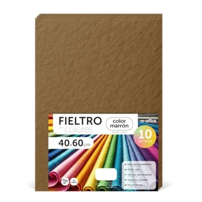 Image de m office Feutrine Loisir Créatif, de Couleurs, Douce et Flexible, Matériau pour Couture, Tissus Patchwork, Idéale Projets DIY, Artisanat ou Décoration, 40x60cm (Marron, 10 pcs)